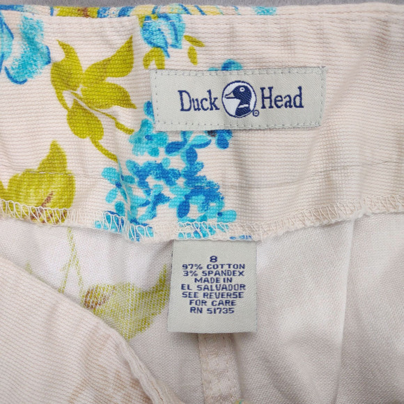Duck Head Women's 8 Ivory Blue Floral Capri Cropped Pants, Cottagecore Fairy Y2K - Picture 3 of 4